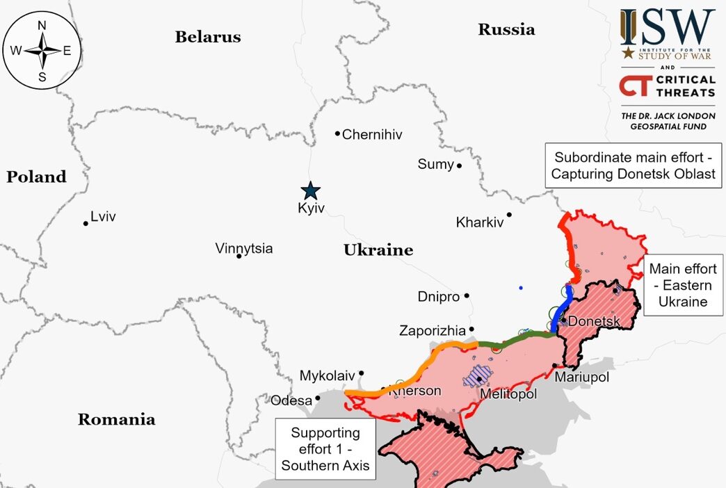 A map of ukraine with red and blue areas

Description automatically generated