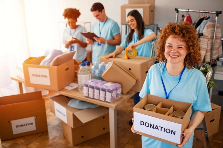 Donations being collected by a local charity