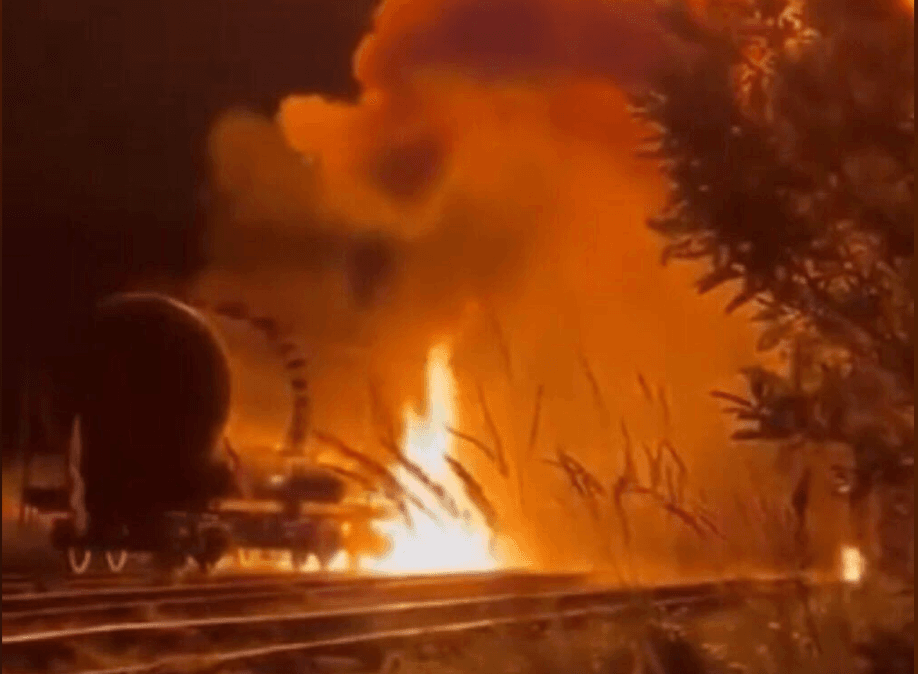 'Engulfed in flames' — Ukraine strikes Russia's railway infrastructure, fuel tanks, HUR source says, releases video