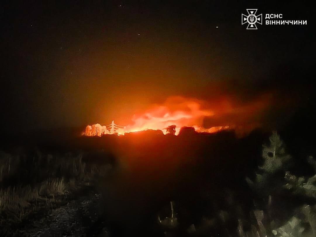 Russian drone attack causes fires, damage to 'critical infrastructure' in Vinnytsia Oblast