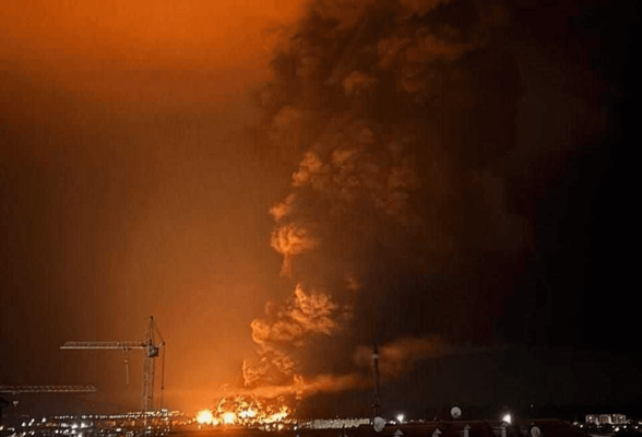 'At least 5 tanks hit' — Ukrainian drones spark massive blaze at Russia's largest oil terminal in occupied Crimea, source confirms