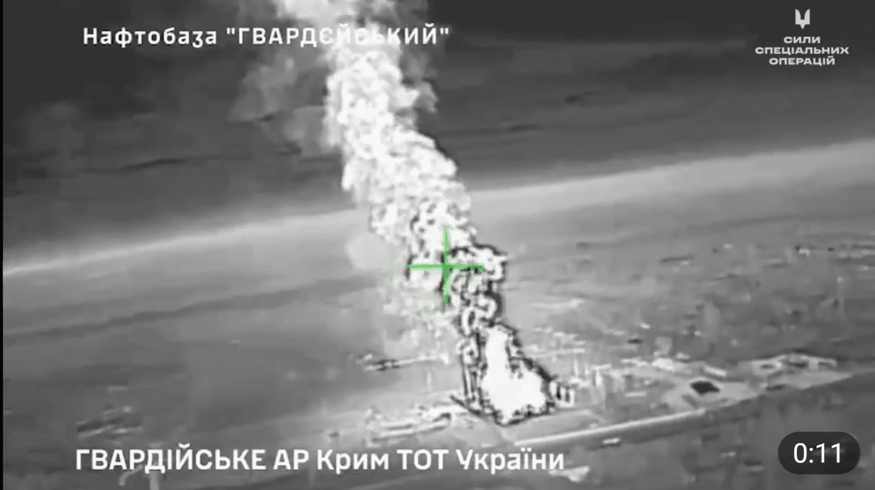 Ukraine confirms drone strike on Crimea oil depot, releases footage