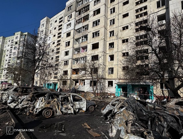 Russian drone attack on Sumy injures at least 15, damages medical facility