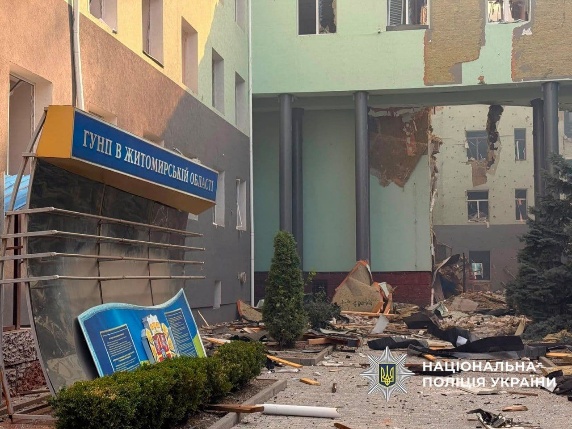 Russian drone strike on police headquarters in Zhytomyr kills 2, injures at least 40