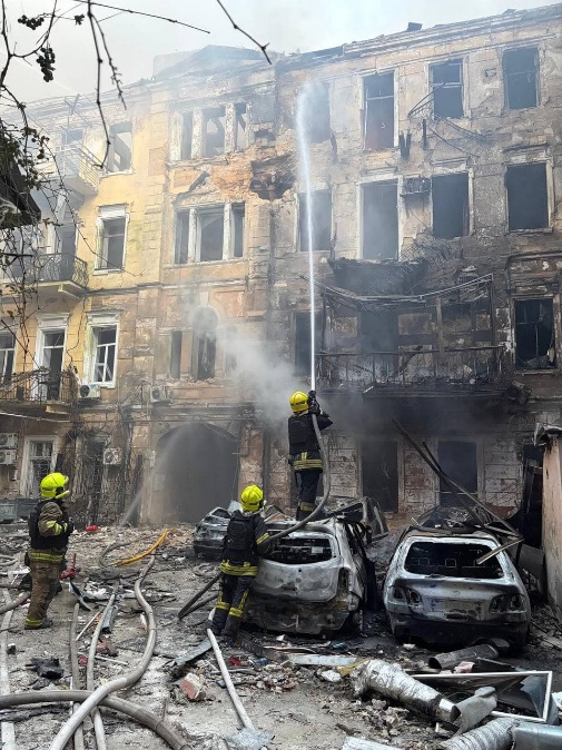 Russian missile attack damages residential buildings in Odesa, injures at least 14