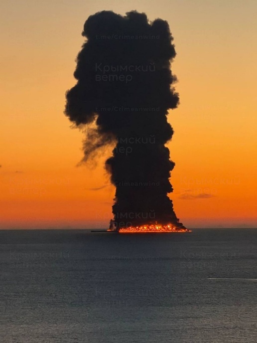 Shadow fleet tanker reportedly ablaze near Russian port city Sochi